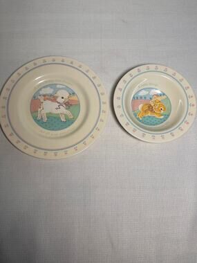 Vintage Hallmark 1984 Baby’s Own Heirloom A Baby Brings Plate & Bowl Set Japan